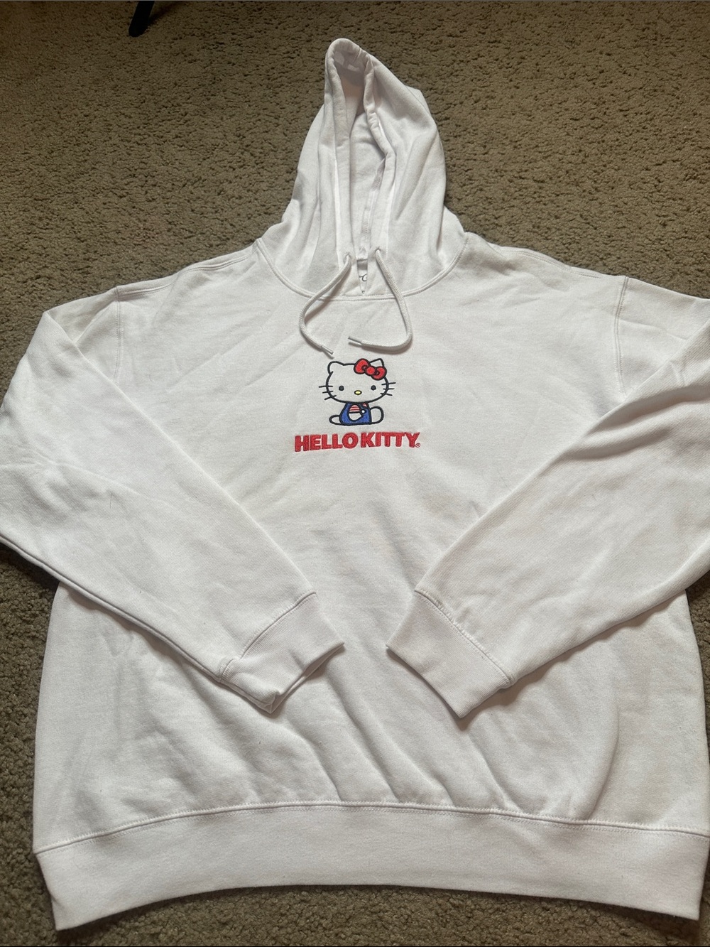 Hello Kitty White Hoodie with Pink Bow and Red Logo XL NEW